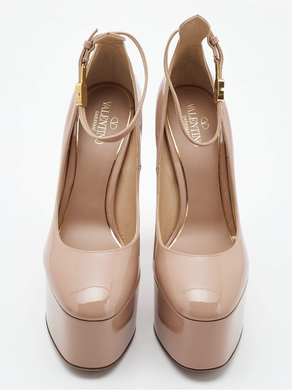 Valentino Beige Patent Tango Ankle Strap Pumps Size 40 - Picture 1 of 13